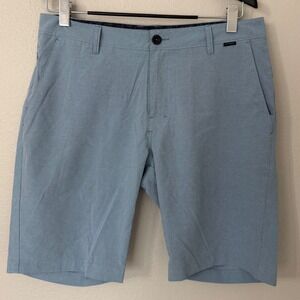 7Diamonds Performance Hybrid Shorts Mens 33 Light Blue MicroPlaid Stretch